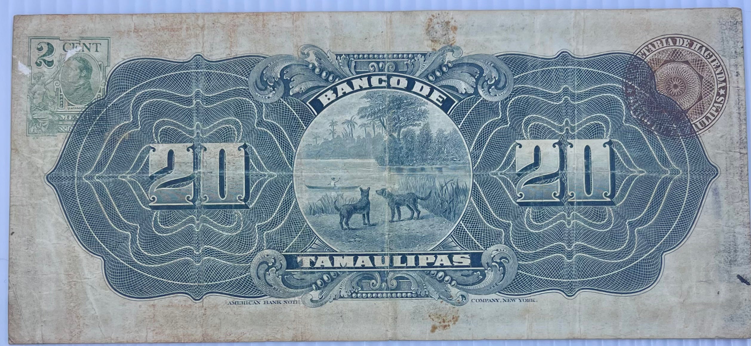 Mexico 1914 20 Pesos S-431A Used, Train 10K Made World Banknote 10K Made